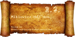 Miklovicz Hódos névjegykártya
